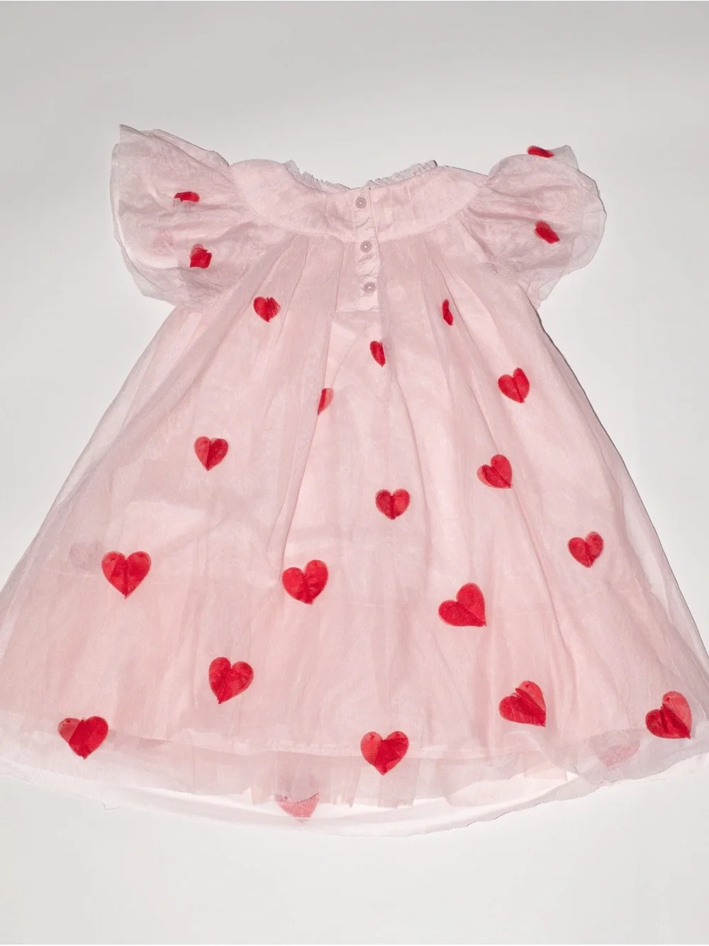 Mini Boden Tiered Tulle Dress | Chalk Pink Hearts